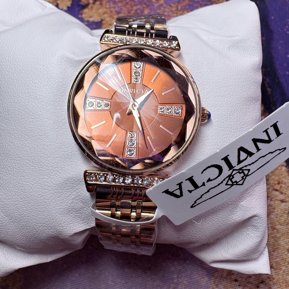 INVICTA Rose Gold Watch with Crystal Details